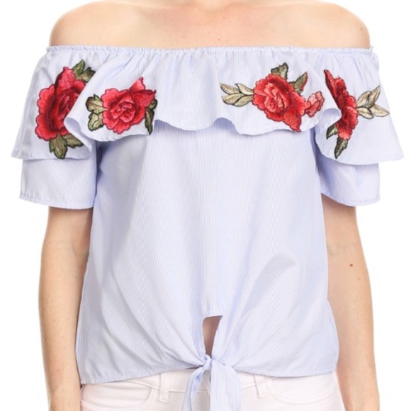 ‼️SOLD OUT‼️Off the Shoulder Tie Waist Top - Picture 7 of 7